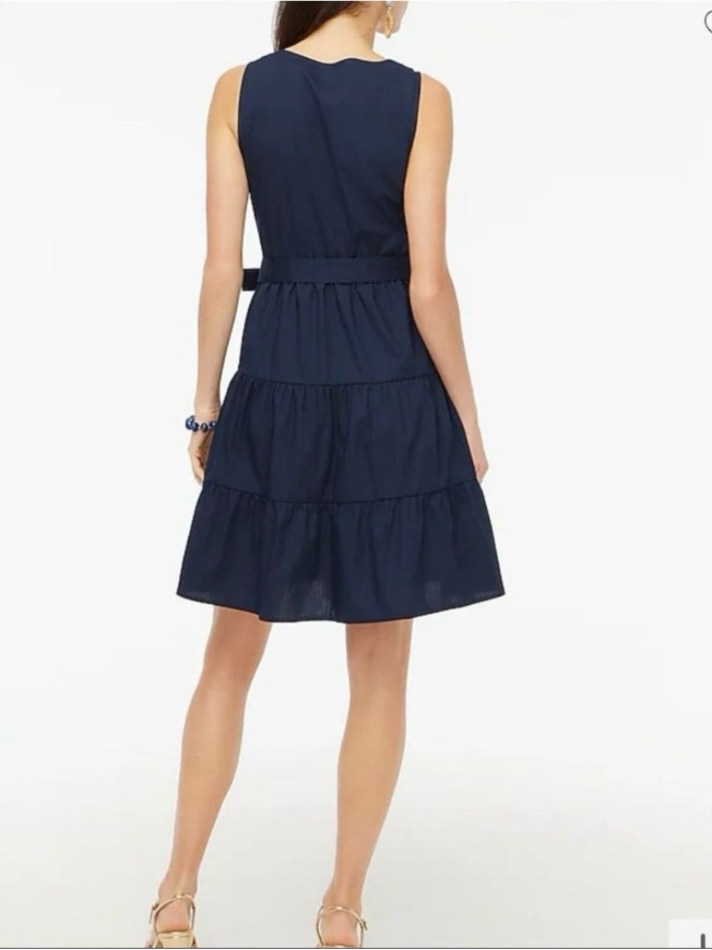 J. Crew women’s Size 2 Faux-wrap sleeveless mini dress belted Navy - Picture 2 of 11